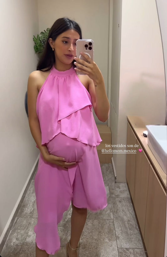 Vestido de maternidad y lactancia Ariel, rosa gum