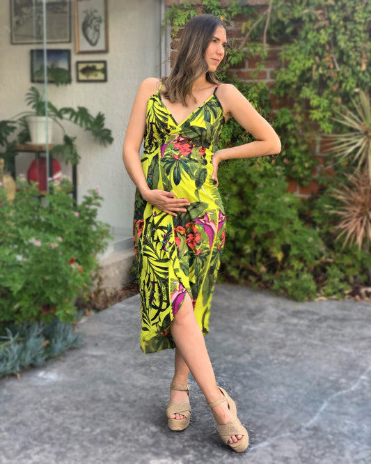 Vestido de maternidad Michelle verde flores vivas M