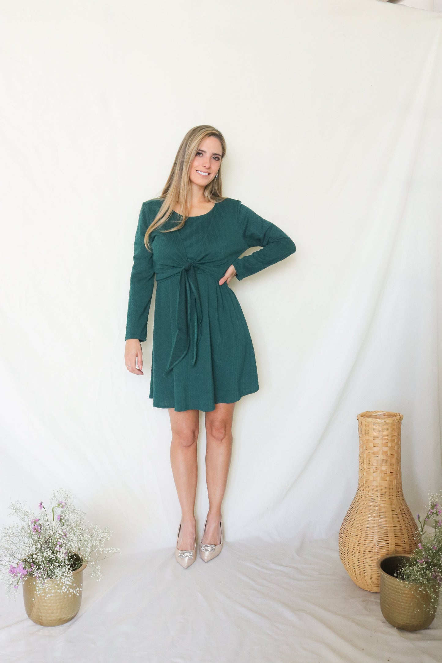 Vestido maternidad y lactancia Romina verde caliente