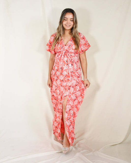 Vestido Love naranja flores