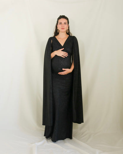 Vestido de maternidad Eliana, negro brillos