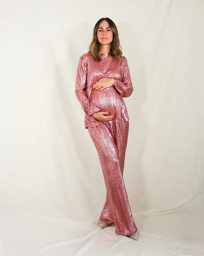 Conjunto de maternidad Mayte, rosa corrugado M a XG