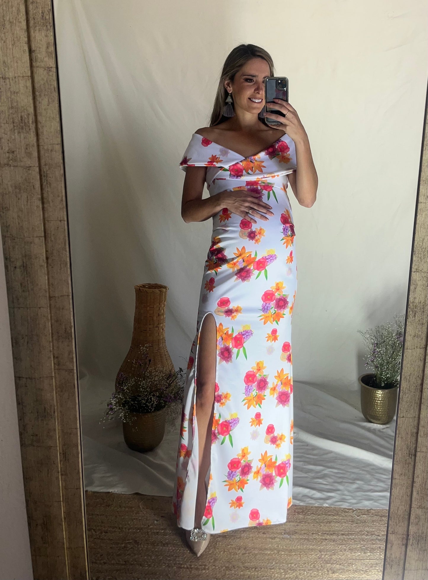 Vestido de maternidad Valentina, Flores naranjas CH