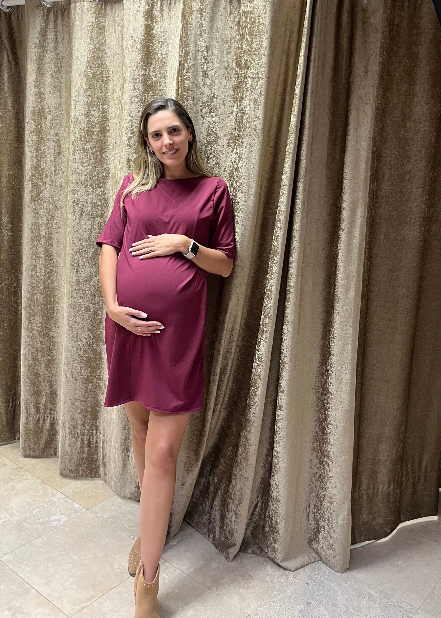 Vestido de maternidad y lactancia vino, Belinda