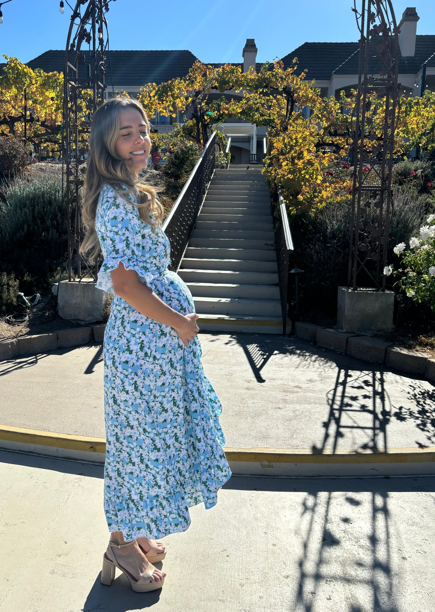 Vestido de maternidad, Úrsula florecitas azules CH