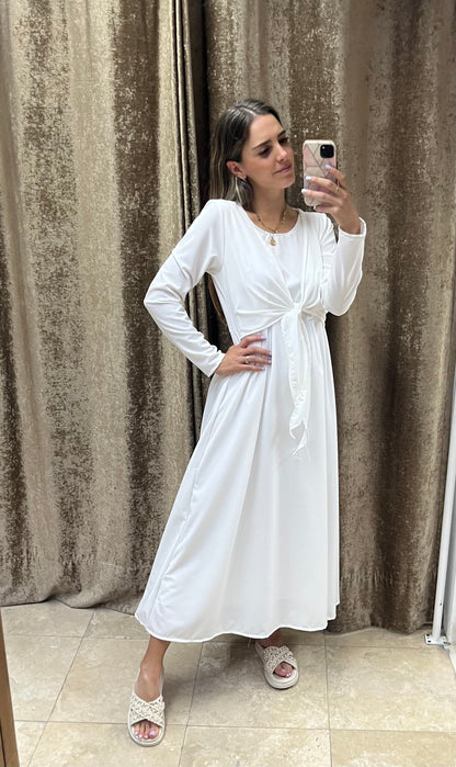 Vestido de maternidad y lactancia romina blanco largo