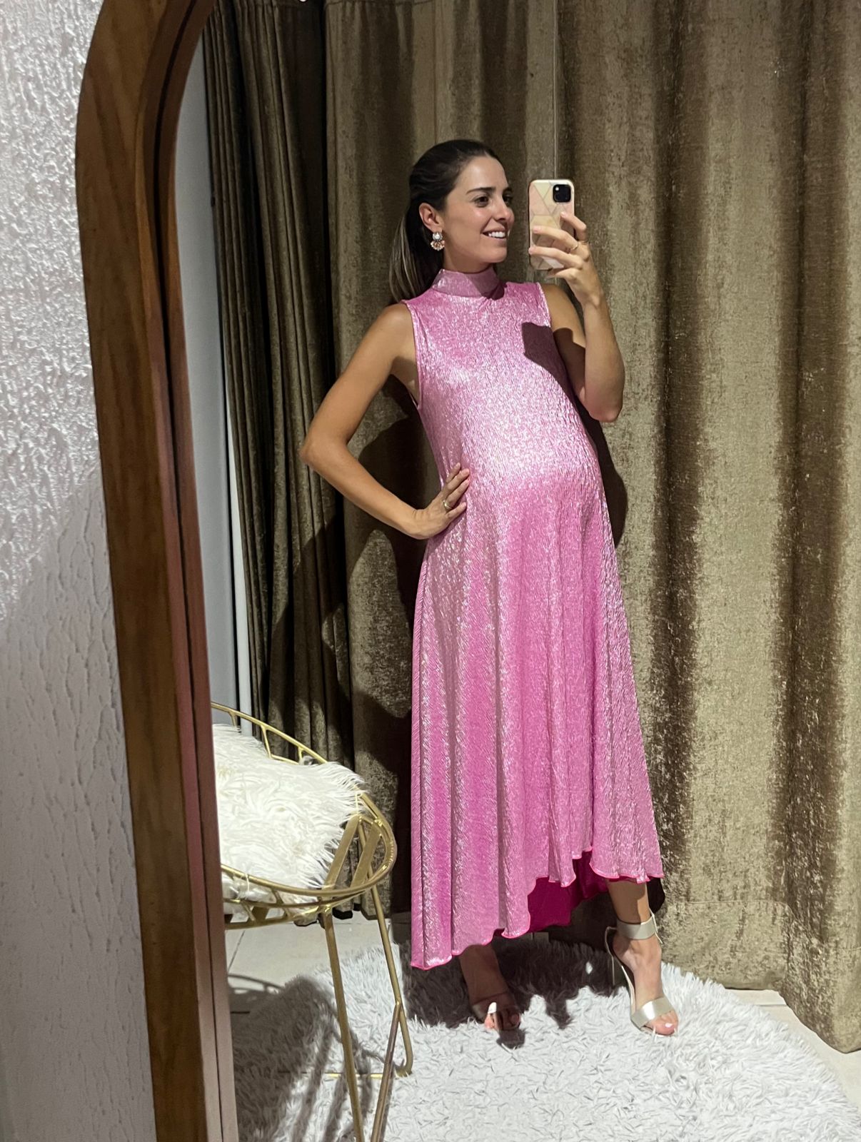 Vestido de maternidad Sonia, rosa brilloso XG