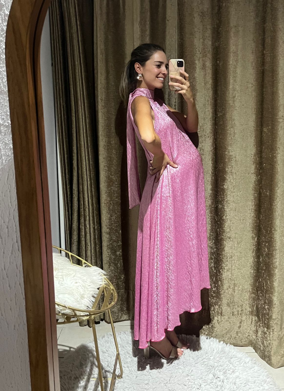 Vestido de maternidad Sonia, rosa brilloso XG