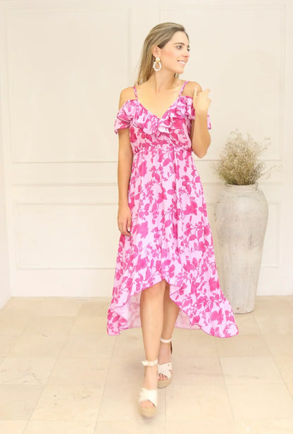 Vestido de maternidad y lactancia, Carlota rosa flores rosas