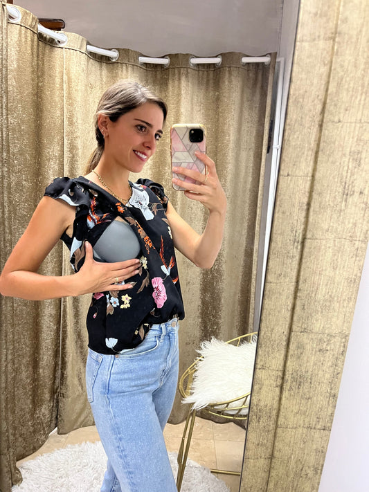 Blusa de lactancia, andy negra pajaritos M a XG