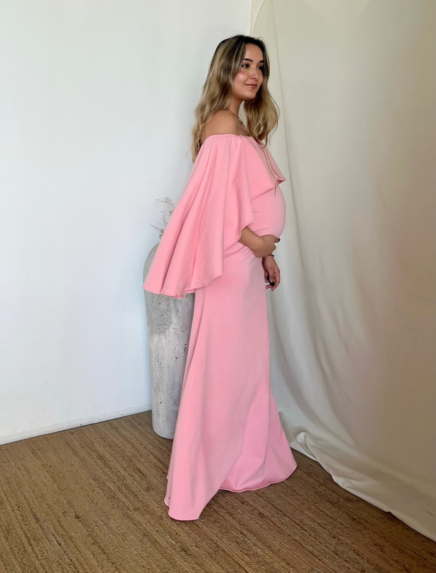 Vestido de maternidad Amparo, rosa claro ponti