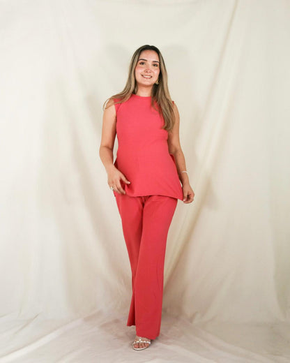 Conjunto de maternidad Mayte, rosa coral fuerte