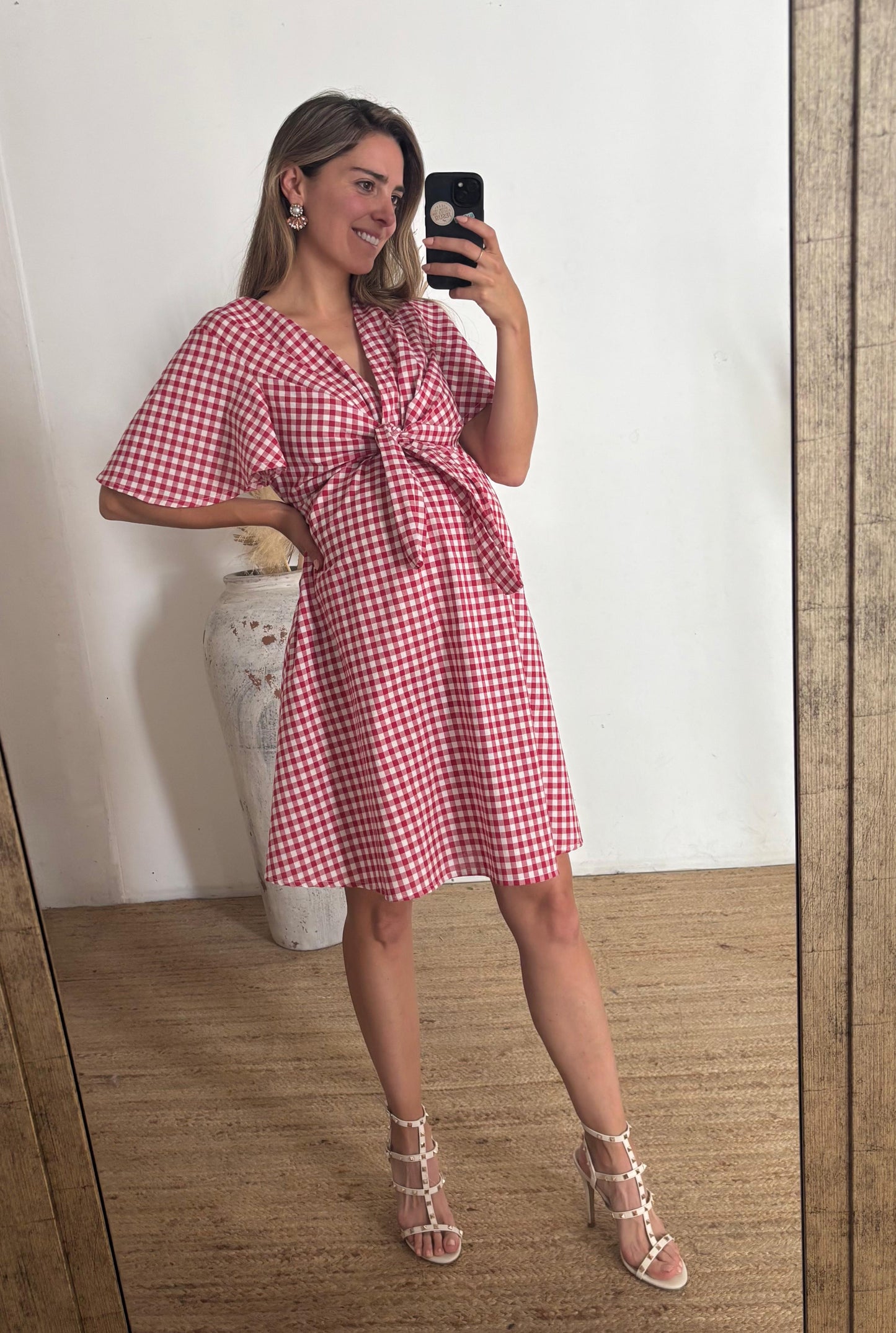 Vestido de maternidad Brenda cuadros rojos