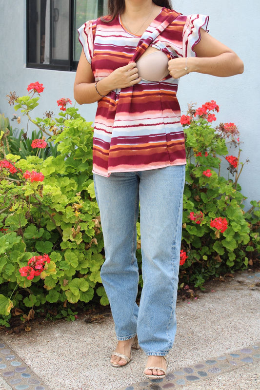 Blusa de lactancia andy wine rayas G