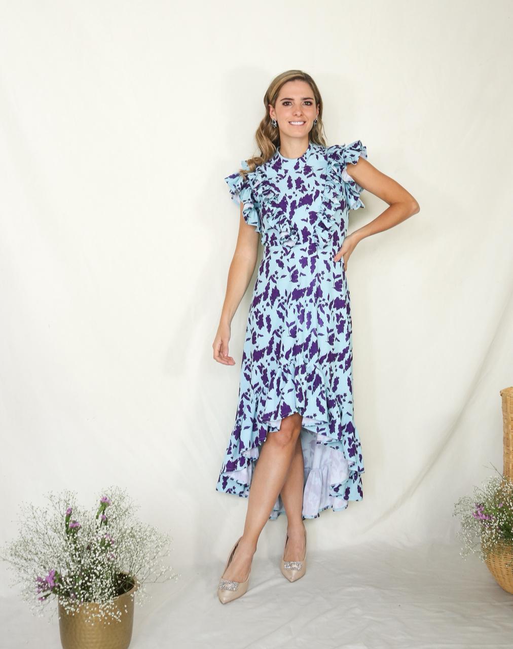 Vestido de lactancia, Miren aqua flores moradas M