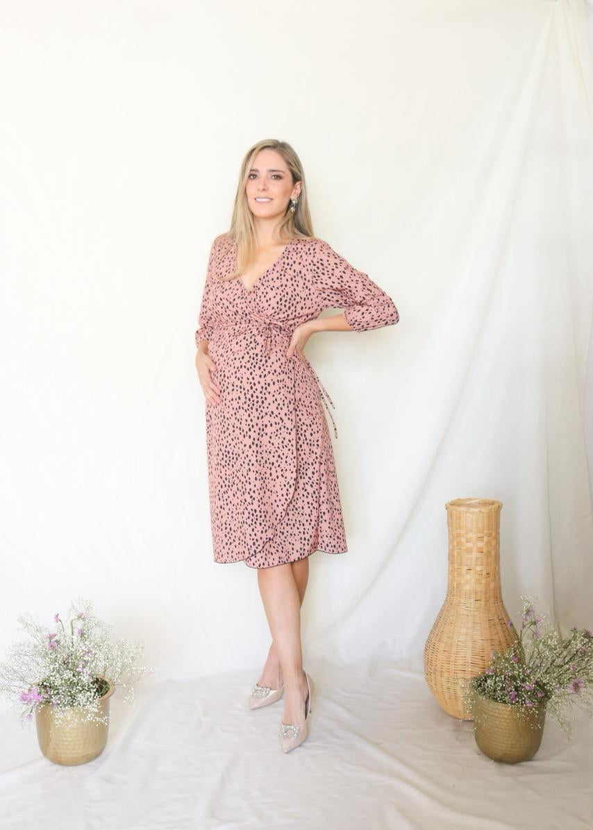 Vestido de maternidad Natalia midi dots manga 3/4 CH