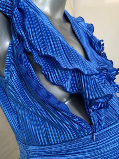 Vestido Xiomara de maternidad y lactancia azul corrugado