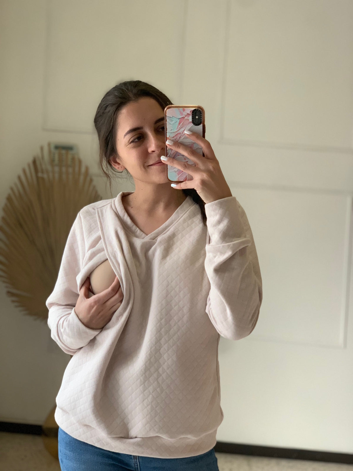 Sudadera de lactancia, rombos daniela beige