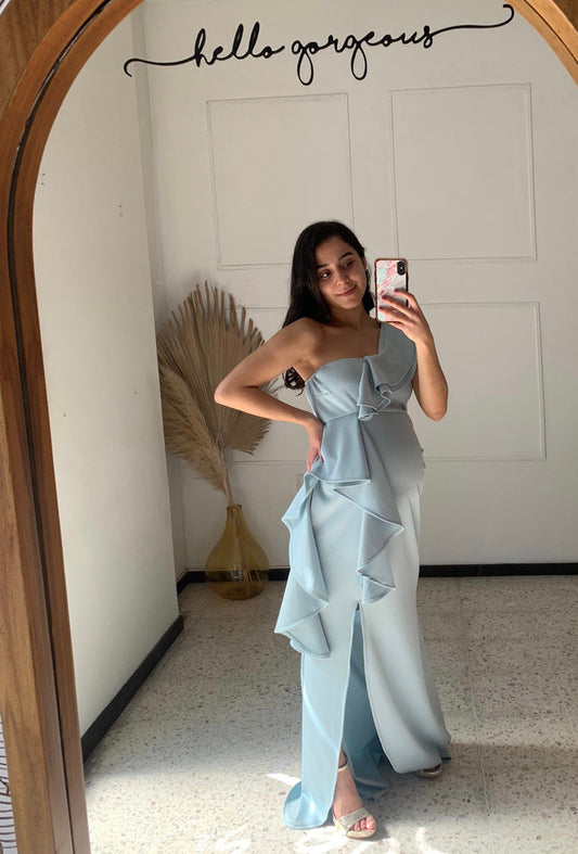 Vestido de maternidad, Britany azul claro sin manga