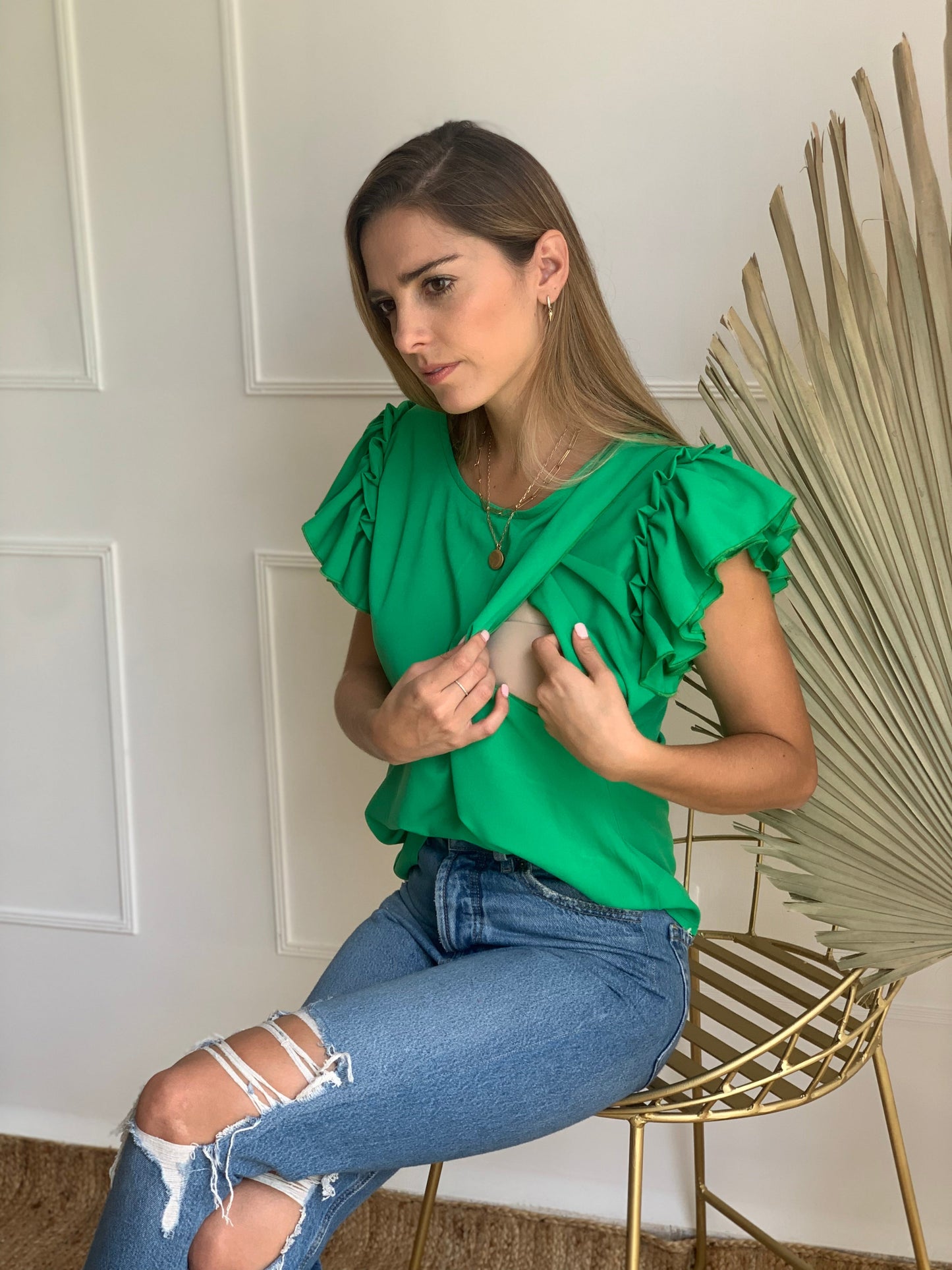 Blusa de lactancia, Adri verde vivo CH y XG