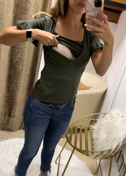 Blusa de Lactancia, Hilda Verde algodón