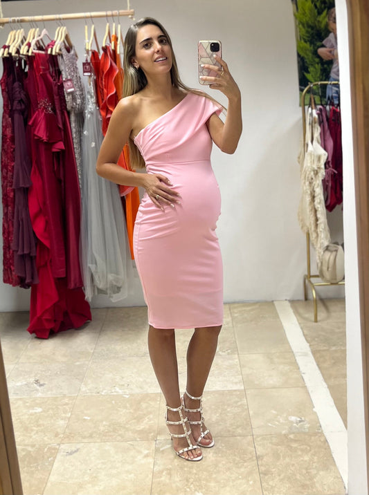 Vestido de maternidad María José rosa recto