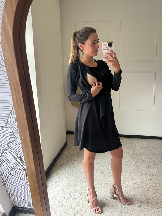 Vestido maternidad y lactancia Romina Negro