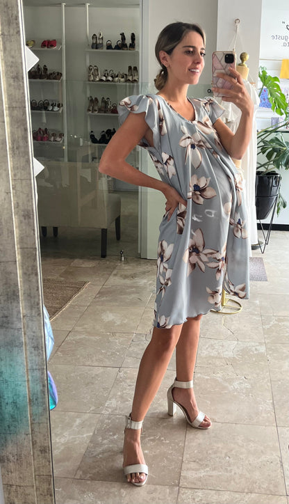 Vestido de maternidad y lactancia, Bertha gris flores
