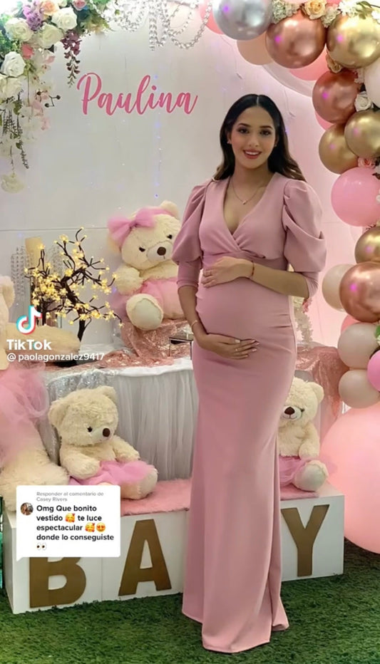 Vestido maternidad Yuridia largo rosa fuerte XG