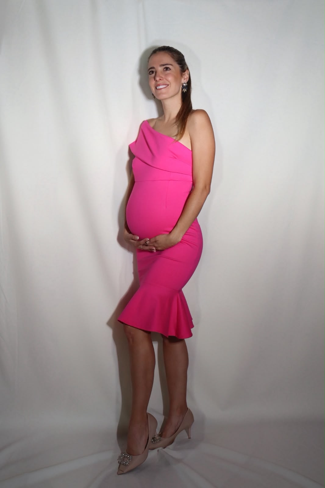 Vestido de maternidad María José rosa neón