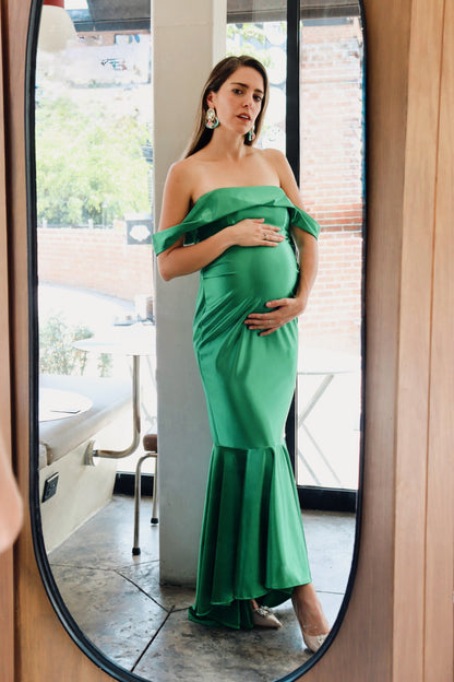 Vestido de maternidad Renata verde esmeralda