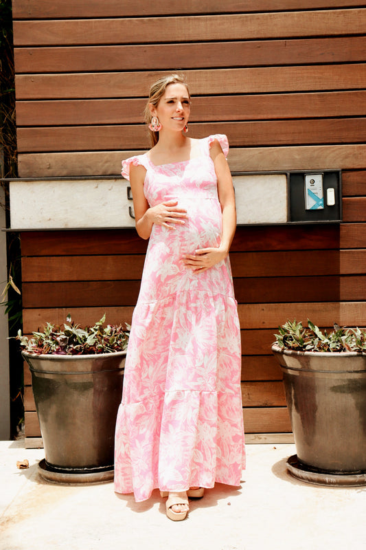 Vestido de maternidad Dalia flores rosas