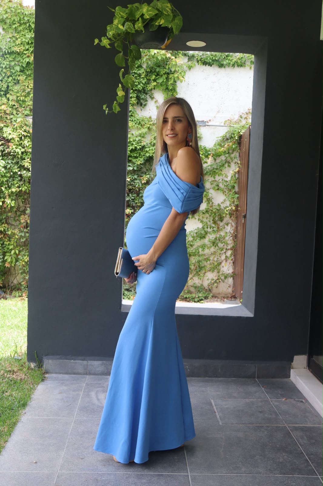 Vestido de maternidad Roberta, azul ponti roma prusia
