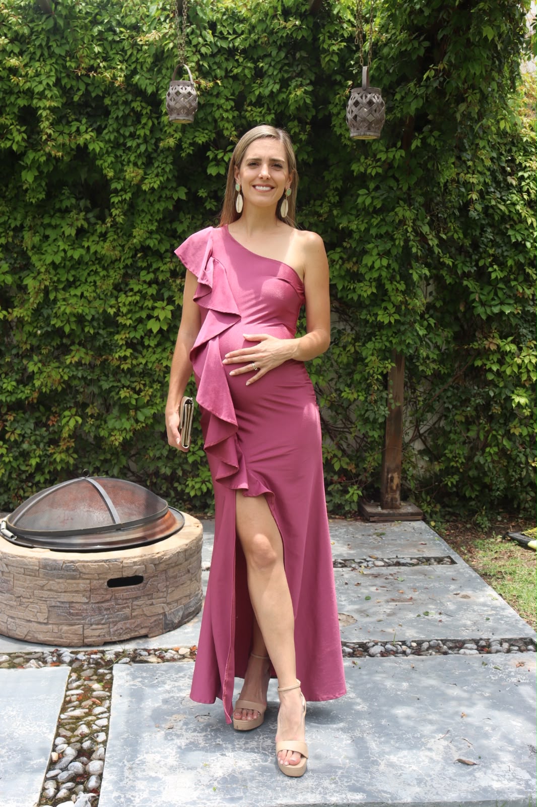 Vestido de maternidad Agustina, rosa quemado licra