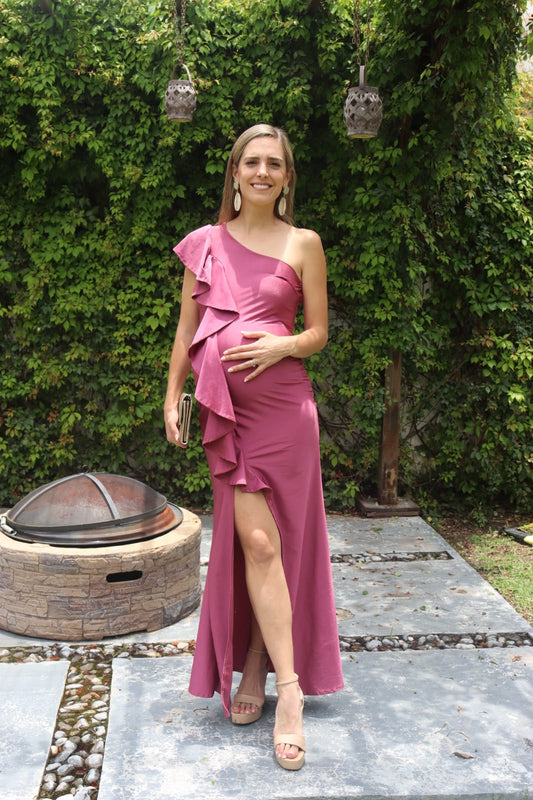 Vestido de maternidad Agustina, rosa quemado licra