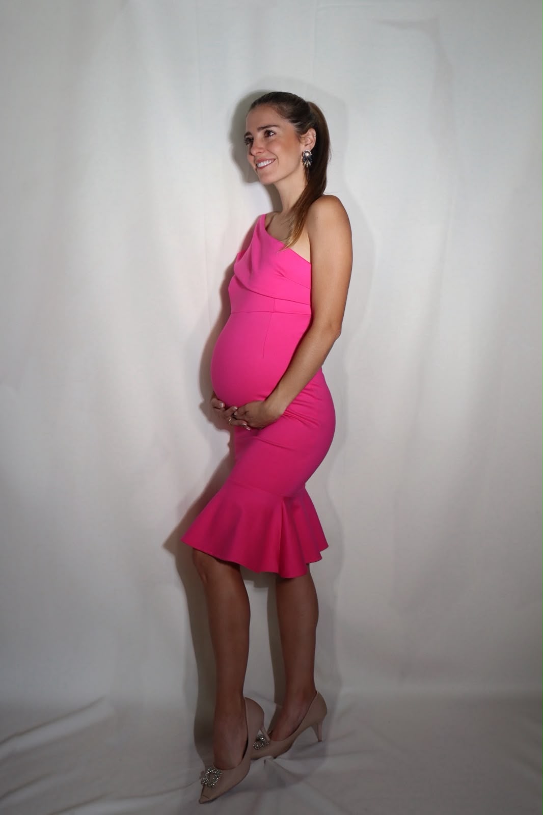 Vestido de maternidad María José rosa neón