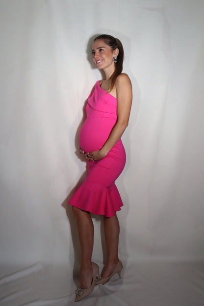 Vestido de maternidad María José rosa neón
