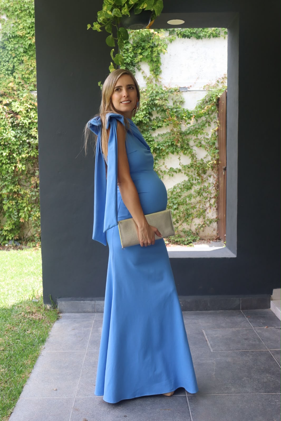 Vestido de maternidad Roberta, azul ponti roma prusia