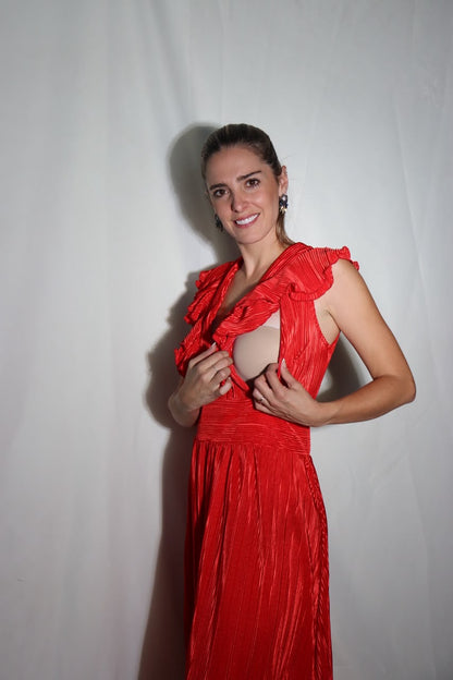 Vestido de maternidad y lactancia Xiomara rojo