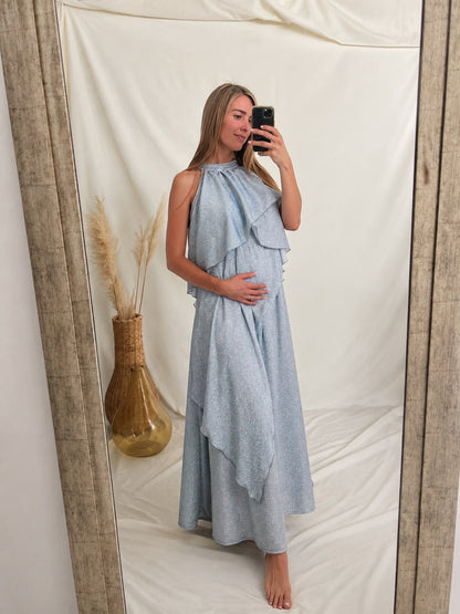 Vestido Ariel de maternidad y lactancia Brillos plateada