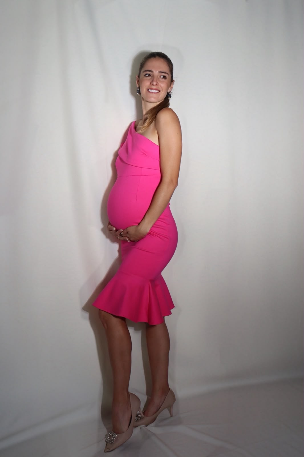 Vestido de maternidad María José rosa neón
