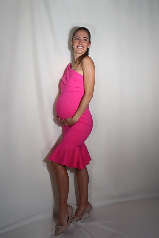 Vestido de maternidad María José rosa neón