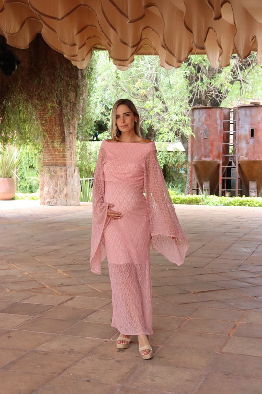Vestido de maternidad Almendra, rosa encaje